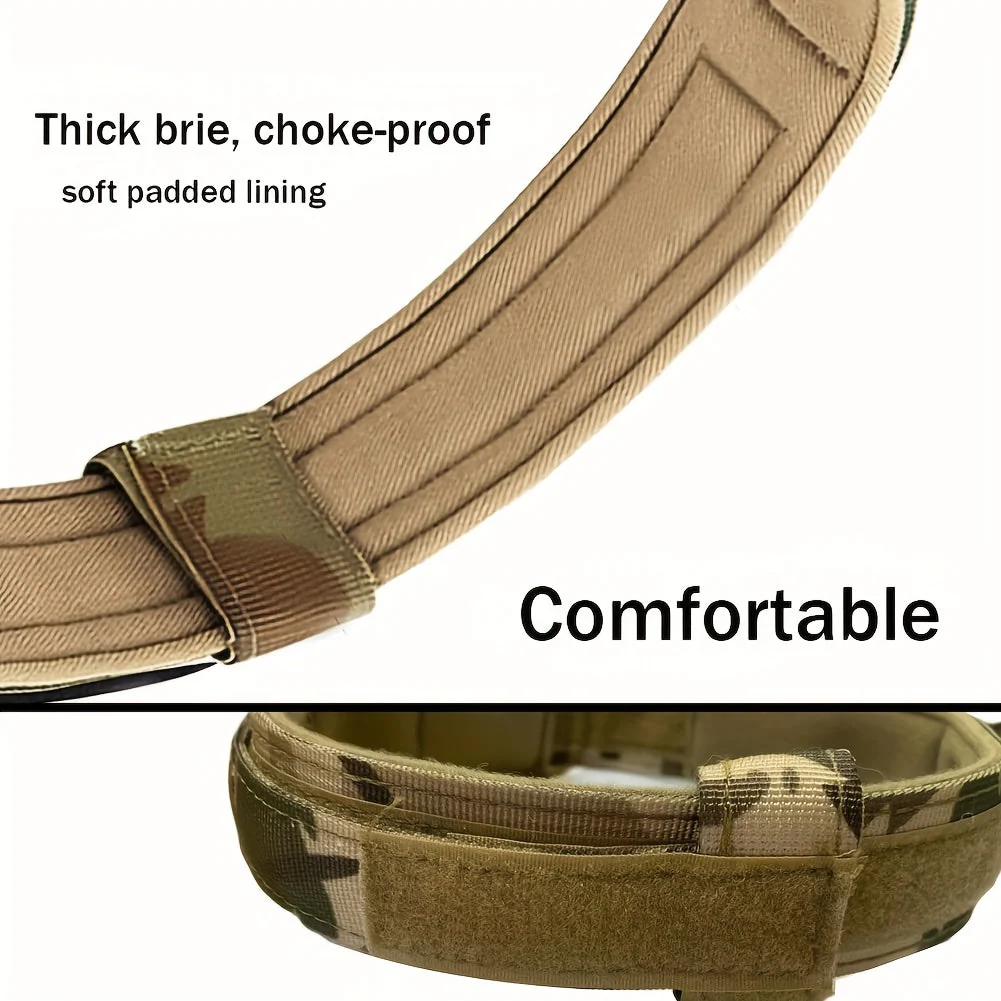 Tactische hondenhalsband nylon | Verstelbaar | Stevige kunststof gesp | D-ring voor riembevestiging | Geschikt voor middelgrote en grote honden | Camouflagemotief - Image 8