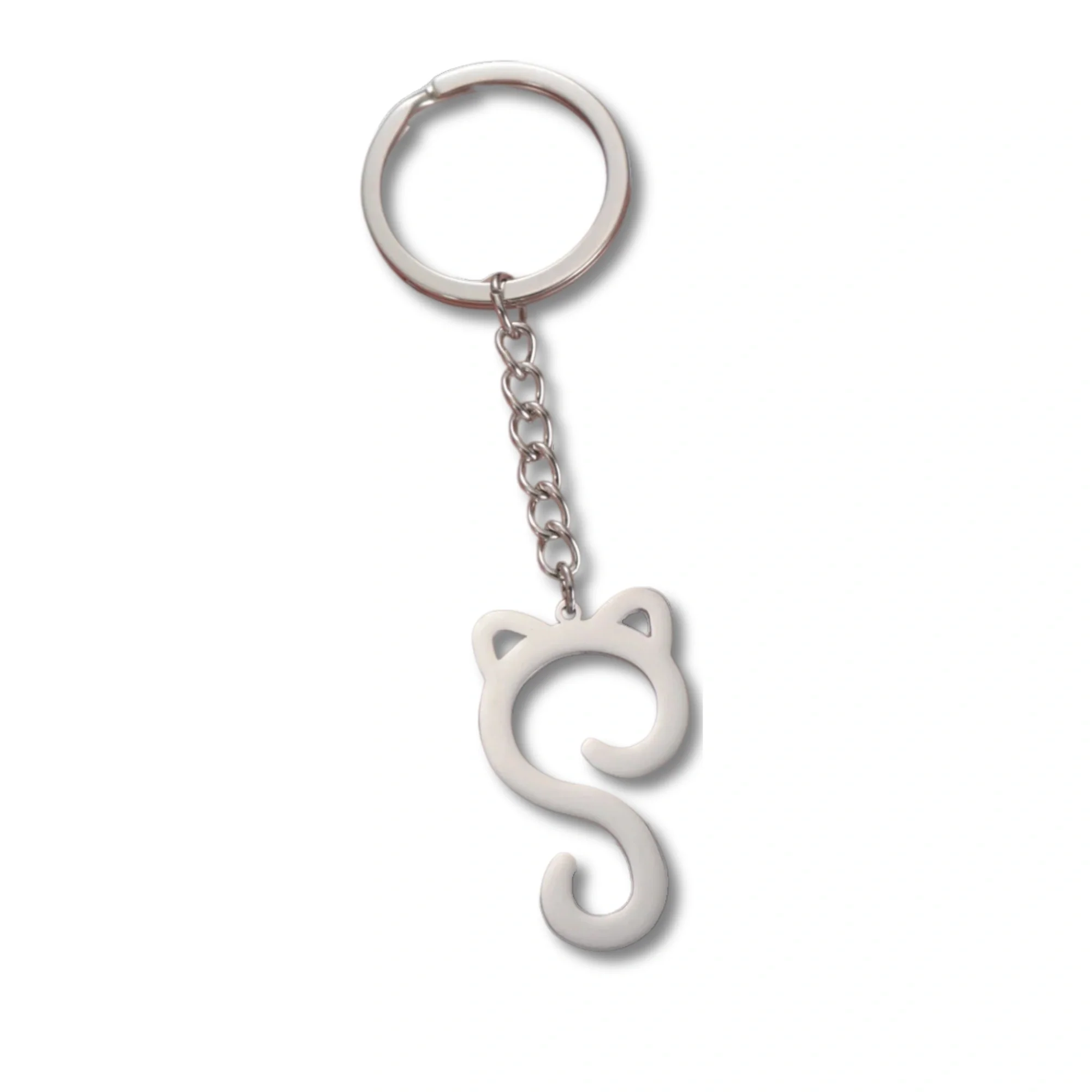 Sleutelhanger schattige kat | RVS katten sleutelhangers | Dierlijke kitten hanger voor tas, auto, kinderen, cadeau voor kattenliefhebber | My Shape