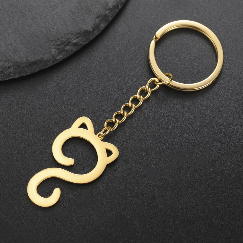 Schattige katten sleutelhanger van roestvrij staal | Dierenvorm keyring | Leuk cadeau voor kattenliefhebbers | Sleutelbos hanger voor tas, auto & kinderen - Image 2