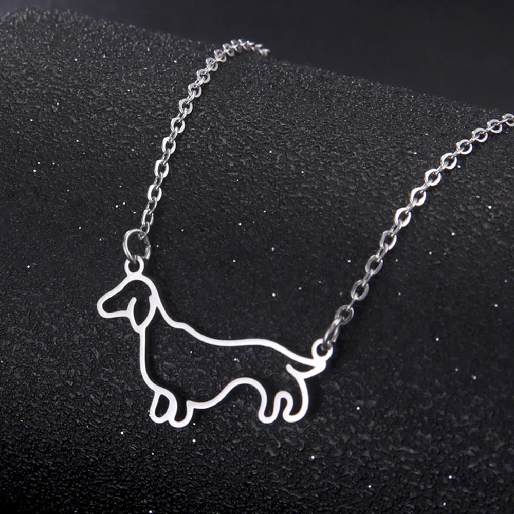 Dames en kinderen hondenliefhebbers ketting | RVS teckel hanger | Schattige sausizhond ketting | Cadeau sieraden voor dierenliefhebbers | 45+5cm | Goud of staal - Image 3