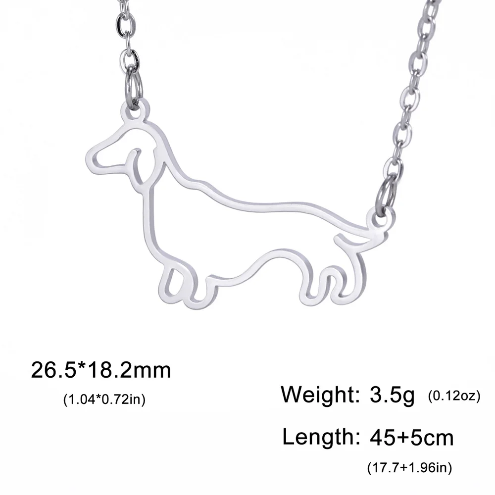 Dames en kinderen hondenliefhebbers ketting | RVS teckel hanger | Schattige sausizhond ketting | Cadeau sieraden voor dierenliefhebbers | 45+5cm | Goud of staal - Image 4