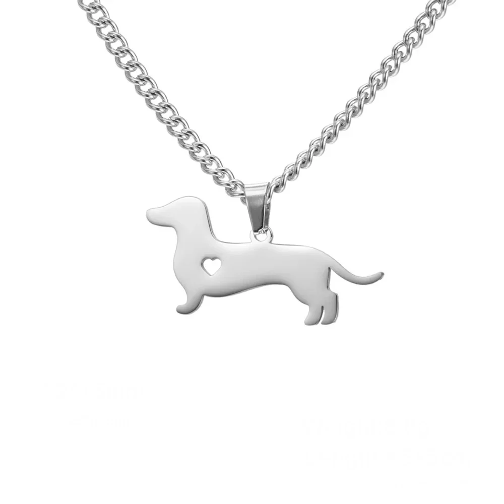 Dachshund Ketting voor Dames & Kinderen | RVS Hondenhanger | Sausage Dog Sieraad | Perfect Cadeau voor Dierenliefhebbers | Zilver Goud | 45+5cm