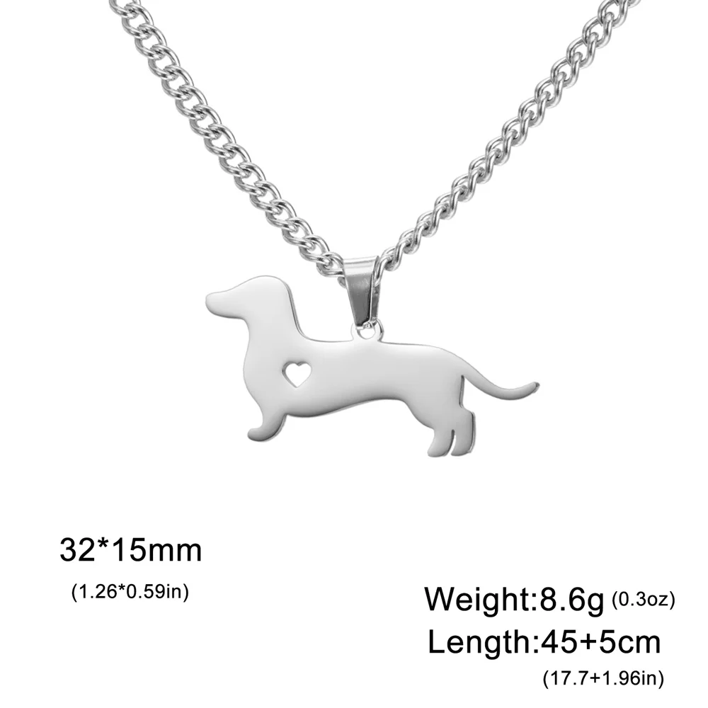 Dachshund Ketting voor Dames & Kinderen | RVS Hondenhanger | Sausage Dog Sieraad | Perfect Cadeau voor Dierenliefhebbers | Zilver Goud | 45+5cm - Image 3