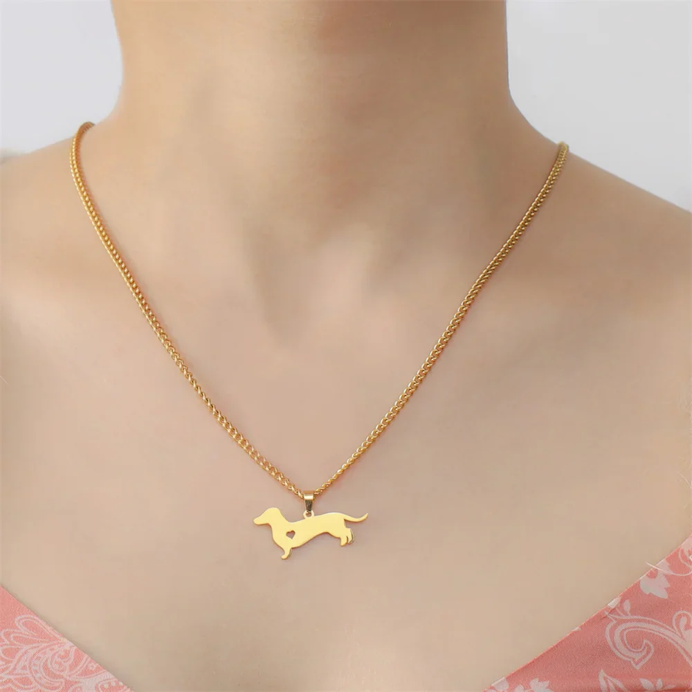 Dachshund Ketting voor Dames en Kinderen | RVS Hondenhanger | Sausage Dog Sieraad | Origineel Dierenvriend Cadeau | My Shape | 45+5cm | Goud/Zilver - Image 2