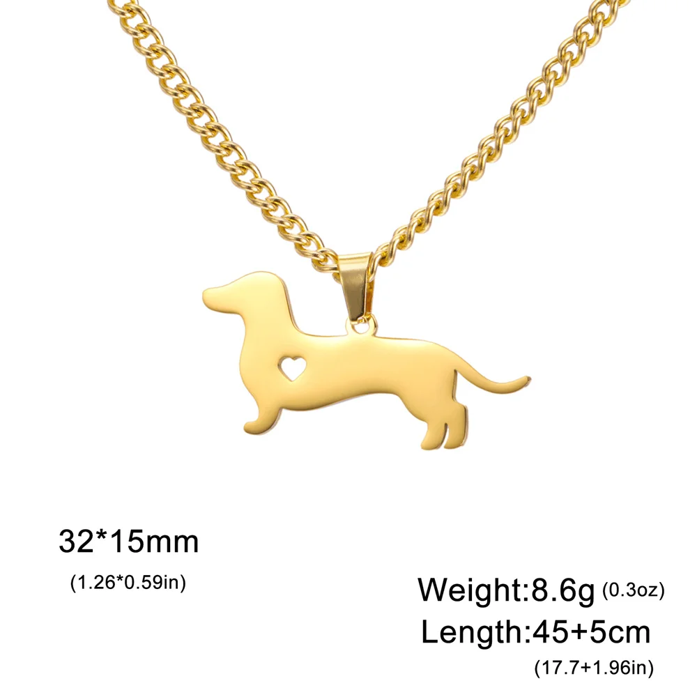 Dachshund Ketting voor Dames en Kinderen | RVS Hondenhanger | Sausage Dog Sieraad | Origineel Dierenvriend Cadeau | My Shape | 45+5cm | Goud/Zilver - Image 4