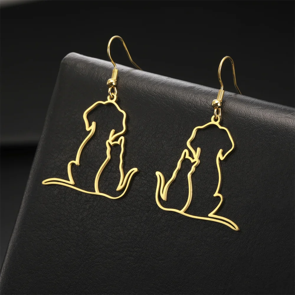 Hond en Kat Hanger Ketting voor Dames | Roestvrijstalen Ketting | Schattige Puppy & Kitten Dieren Sieraad | Cadeau voor Dierenliefhebbers | Anti-allergisch | 45+5cm | Goud & Zilver - Image 3