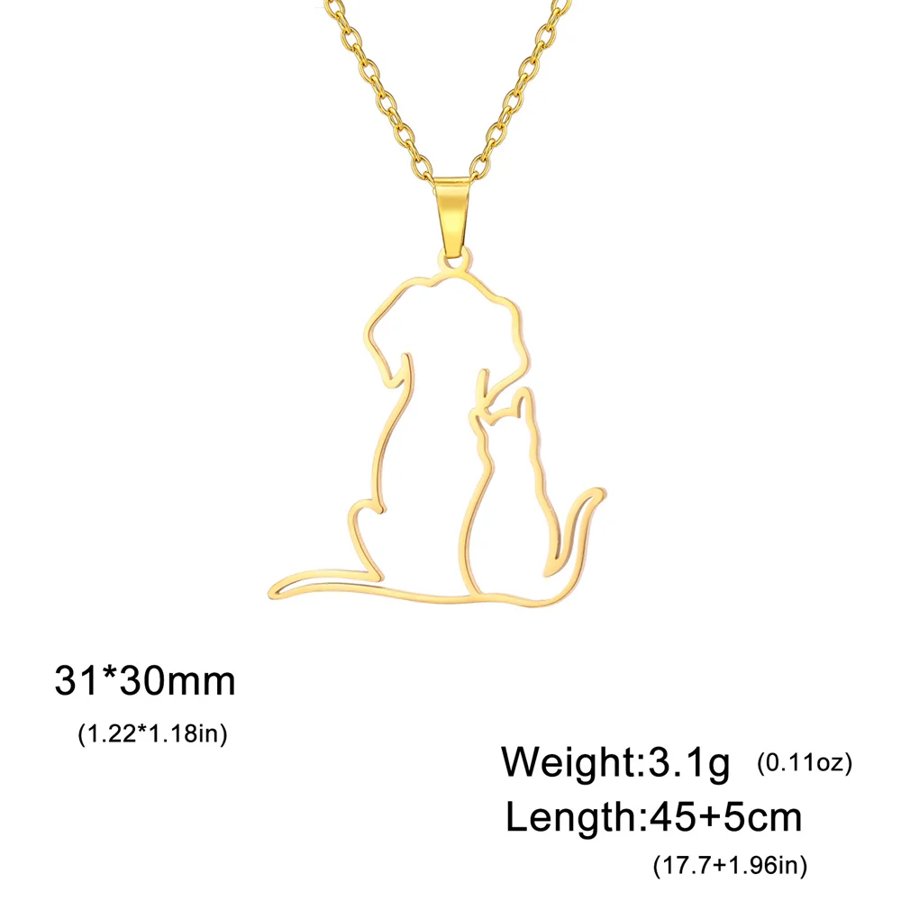 Hond en Kat Hanger Ketting voor Dames | Roestvrijstalen Ketting | Schattige Puppy & Kitten Dieren Sieraad | Cadeau voor Dierenliefhebbers | Anti-allergisch | 45+5cm | Goud & Zilver - Image 4