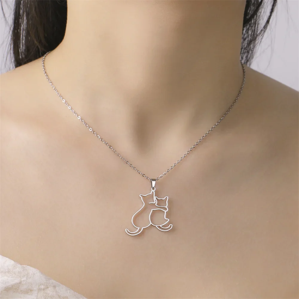 Honden en Katten Ketting voor Dames | Roestvrijstalen Dierenhanger Sieraad | Verstelbare Halsketting | Perfect Cadeau voor Huisdierliefhebbers | My Shape - Image 2