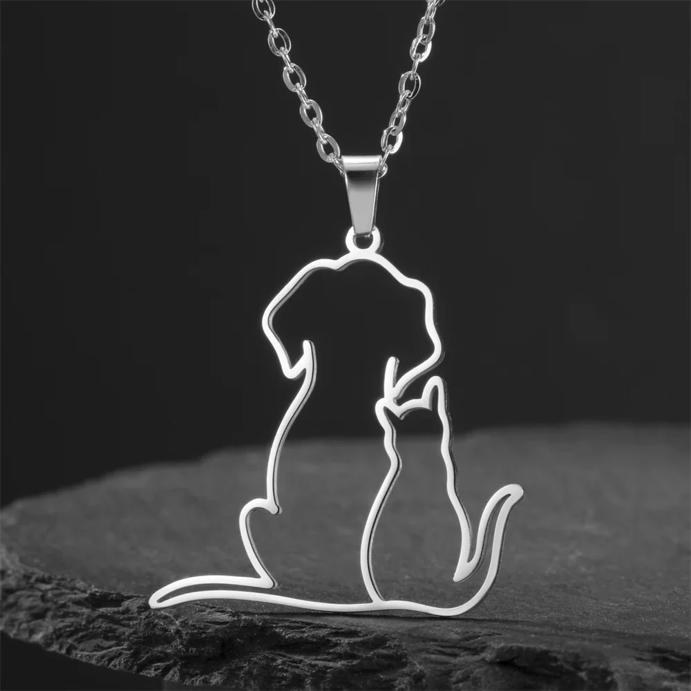 Halsketting voor Dierenliefhebbers | RVS Honden- en Kattenhanger | Trendy Dames Sieraad | Verstelbare Ketting 45+5cm | Ideaal Cadeau voor Vrouwen & Meisjes | Allergievrij & Duurzaam - Image 2