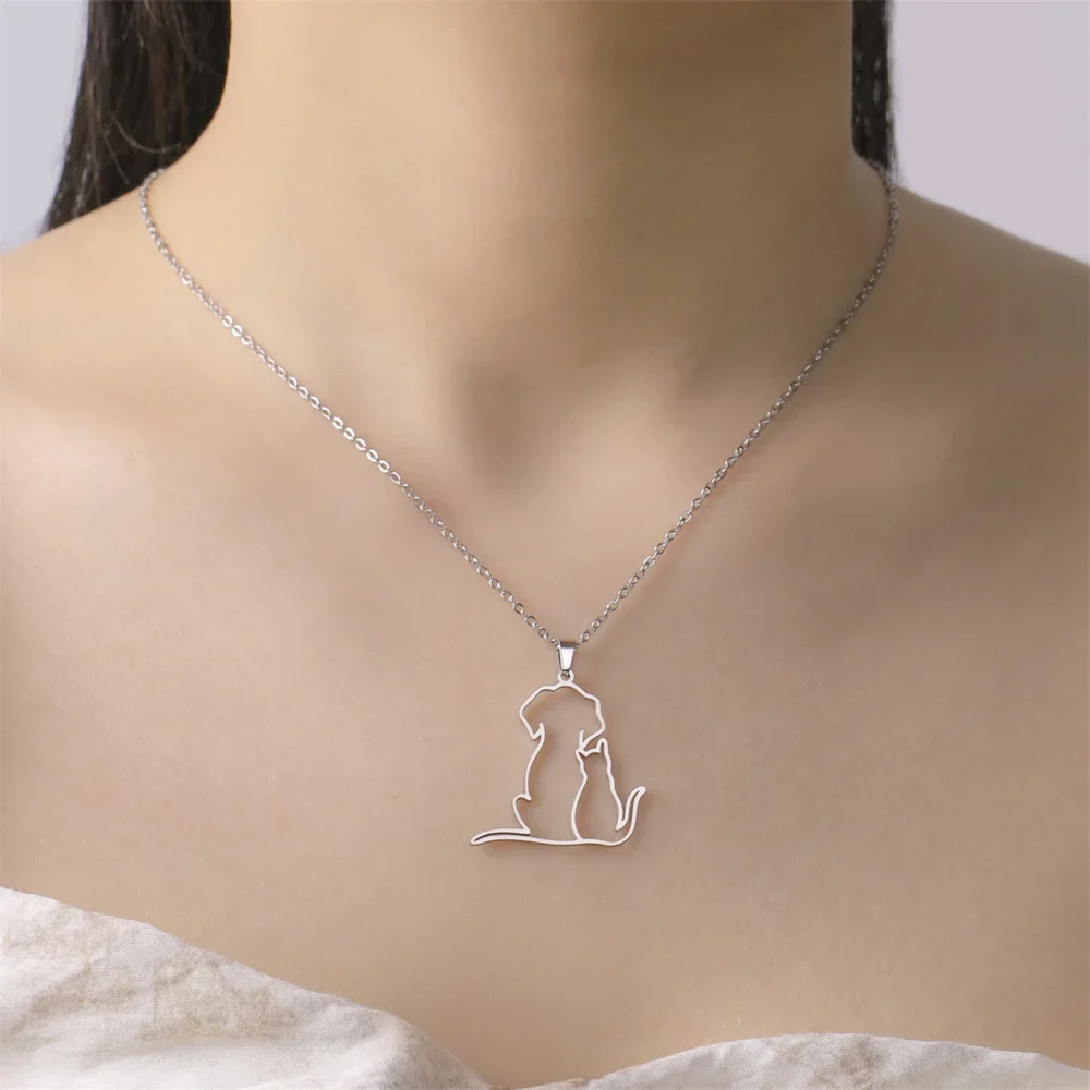 My Shape Dierenvriend Hanger Ketting | Roestvrijstalen Kat & Hond Sieraad | Dames & Meisjes | Cadeau voor Huisdierliefhebbers | 45cm Verstelbaar | Allergievrij | Goud & Zilver - Image 3