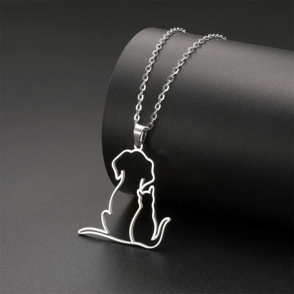 My Shape Dierenvriend Hanger Ketting | Roestvrijstalen Kat & Hond Sieraad | Dames & Meisjes | Cadeau voor Huisdierliefhebbers | 45cm Verstelbaar | Allergievrij | Goud & Zilver - Image 4