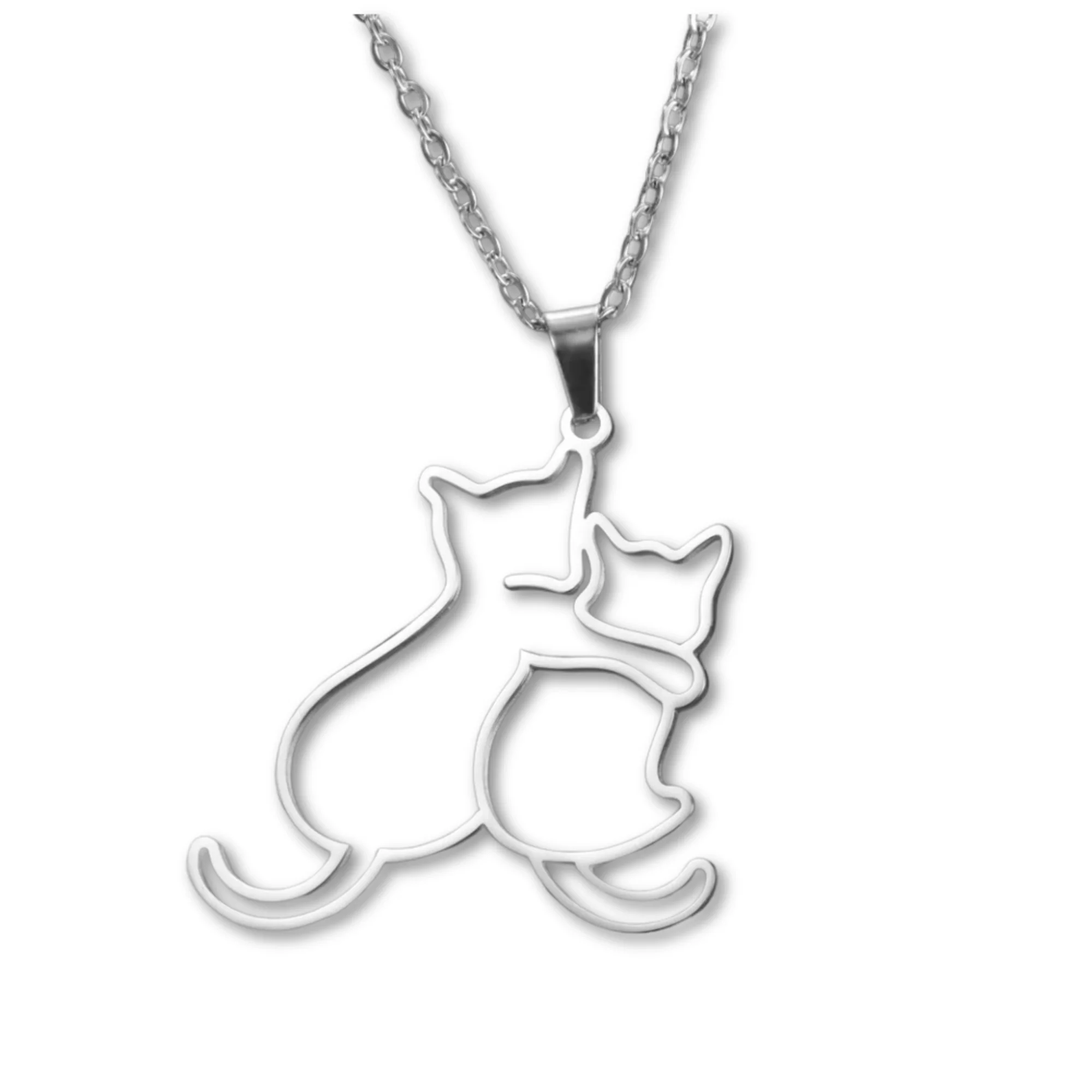 Honden en Katten Ketting voor Dames | Roestvrijstalen Dierenhanger | Sieraden Cadeau voor Huisdierenliefhebbers | Verstelbare RVS Ketting 45+5cm | Anti-allergisch & Duurzaam