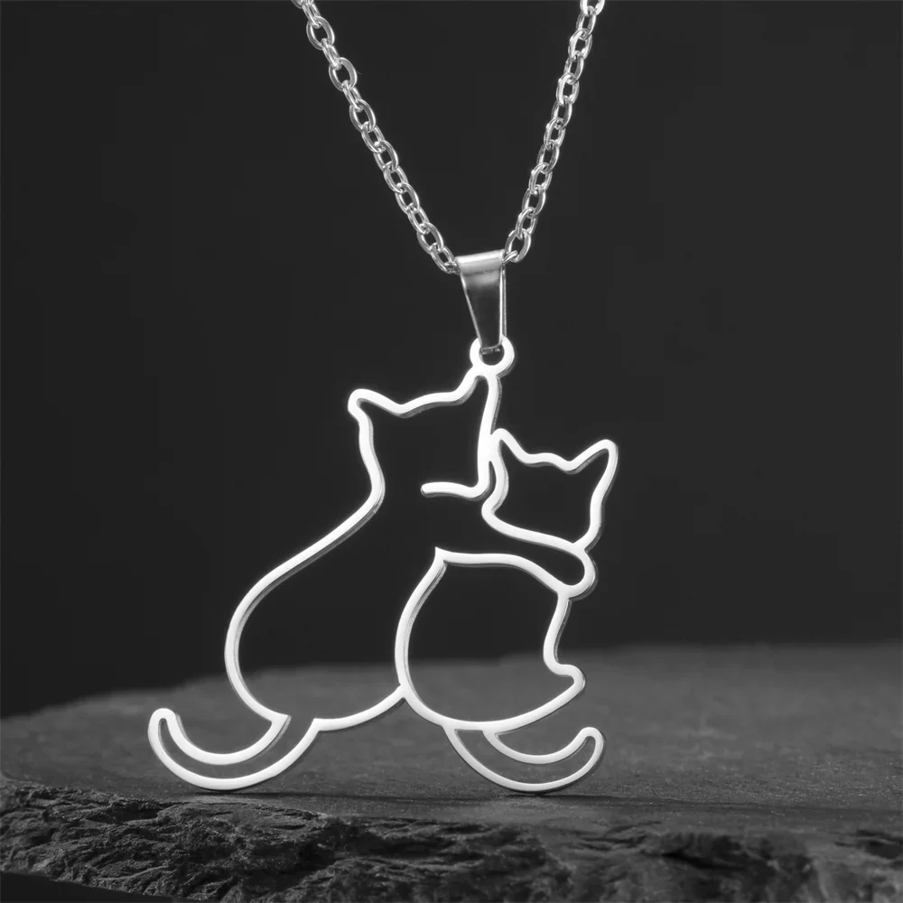 Honden en Katten Ketting voor Dames | Roestvrijstalen Dierenhanger | Sieraden Cadeau voor Huisdierenliefhebbers | Verstelbare RVS Ketting 45+5cm | Anti-allergisch & Duurzaam - Image 2