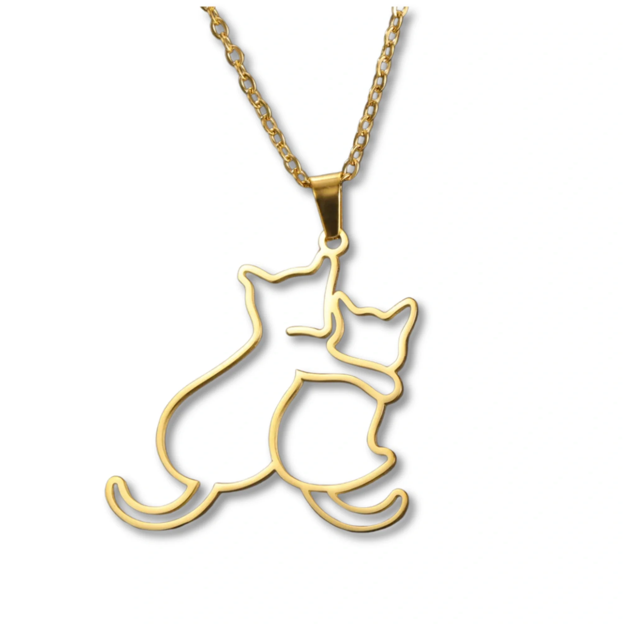 Honden en Katten Keten voor Dames | Roestvrijstalen Dieren Hanger Ketting | Sieraad Cadeau voor Huisdierliefhebbers | Verstelbare 45cm | Anti-allergisch