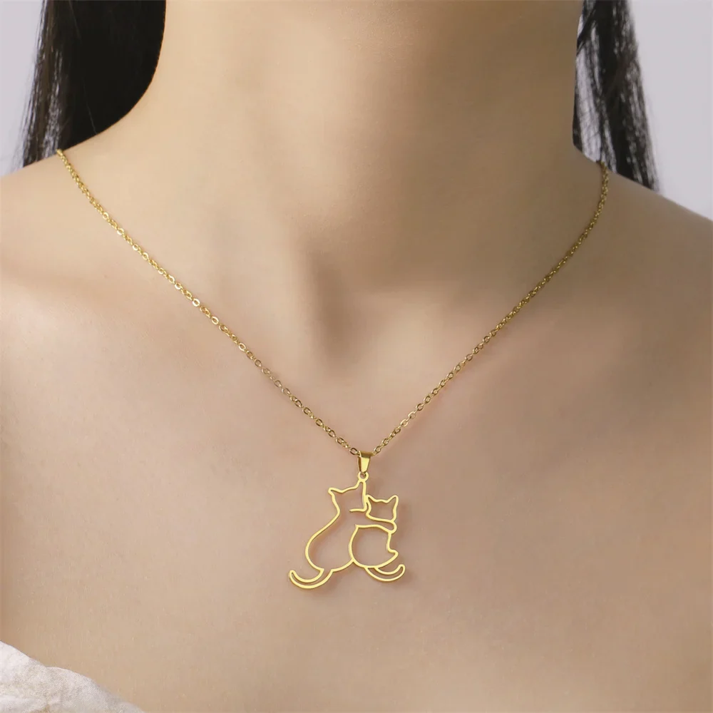 Honden en Katten Keten voor Dames | Roestvrijstalen Dieren Hanger Ketting | Sieraad Cadeau voor Huisdierliefhebbers | Verstelbare 45cm | Anti-allergisch - Image 3
