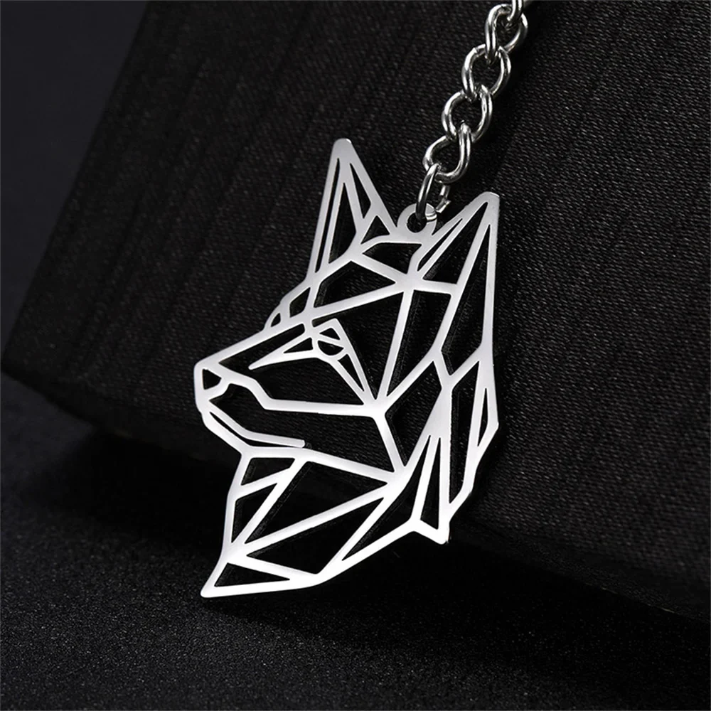 Wolf Sleutelhanger Roestvrij Staal | Punk Dier Sleutelhouder | Cadeau voor Kinderen & Mannen | Stoer Wolf Hanger Sleutelhanger | My Shape Unisex Mode Accessoire
