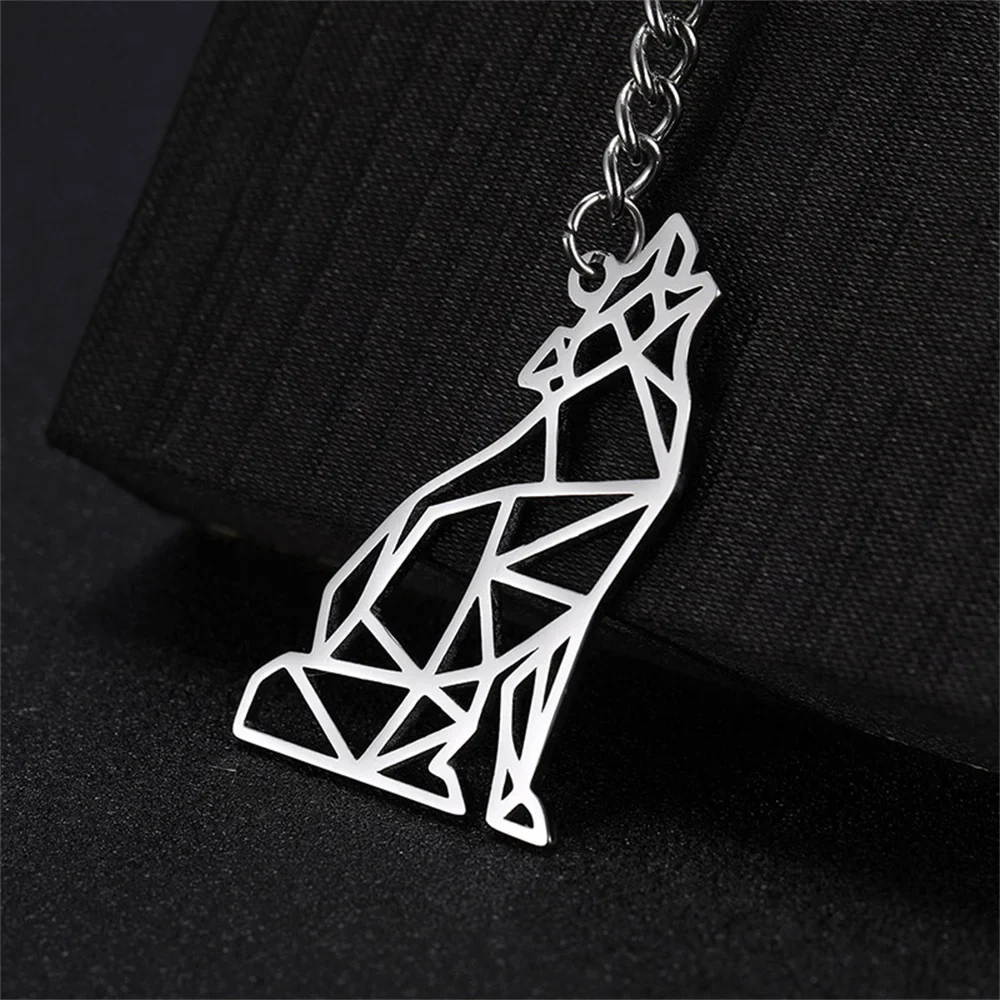 Sleutelhanger wolf | RVS punk dierenhanger | Trendy key ring | Origineel cadeau voor kinderen & mannen | My Shape accessoire | Unisex sleutelhouder