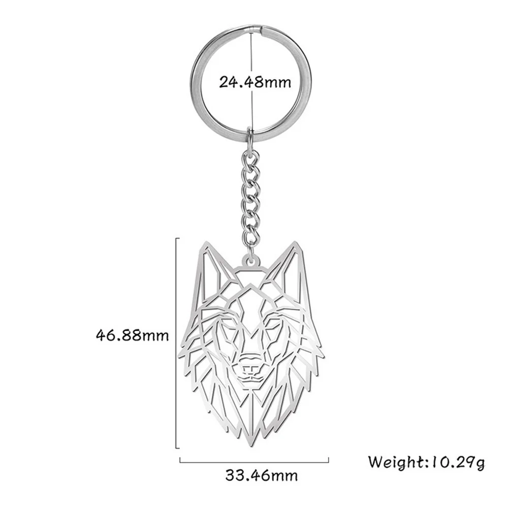 Sleutelhanger wolf | Punk dierenhanger | RVS sleutelring voor jongens, kinderen & heren | Stoer cadeau | My Shape accessoire | Modieuze sleutelhanger voor tassen, sleutels & rugzakken - Image 2