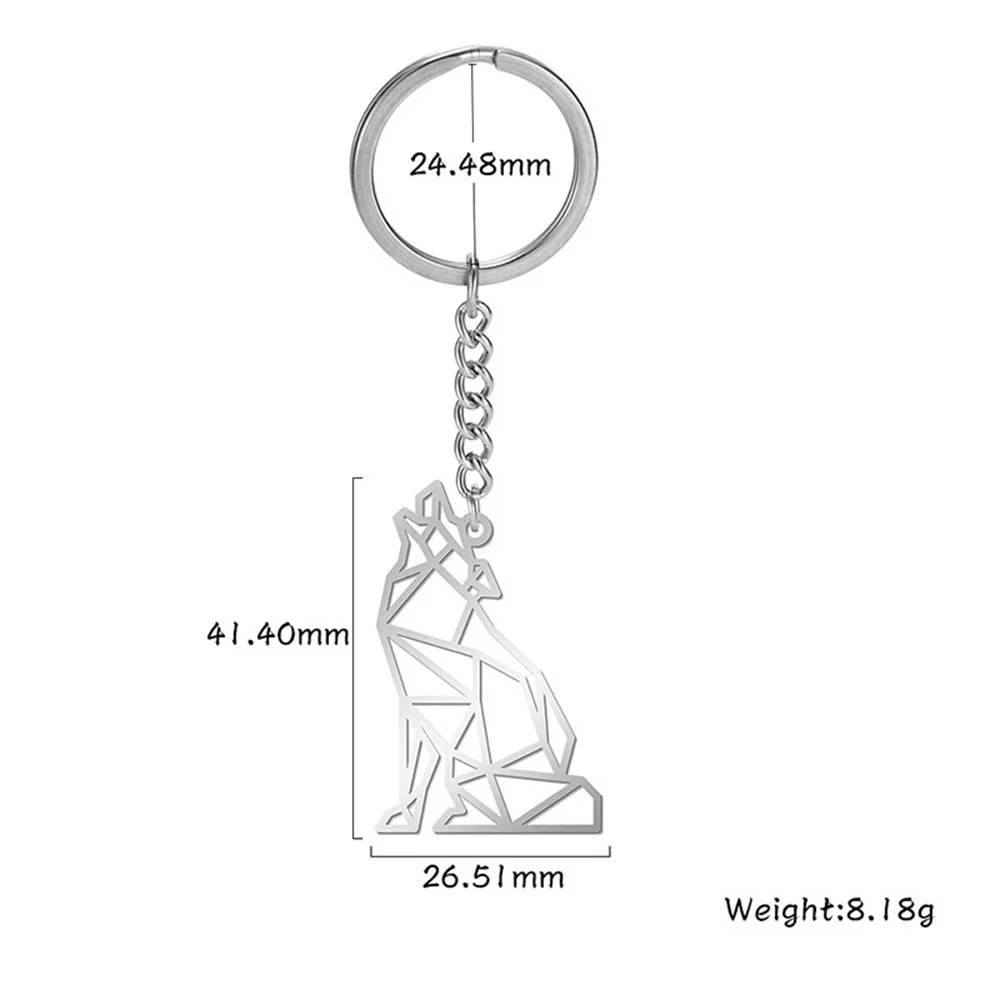 Sleutelhanger wolf | RVS punk dierenhanger | Trendy key ring | Origineel cadeau voor kinderen & mannen | My Shape accessoire | Unisex sleutelhouder - Image 2