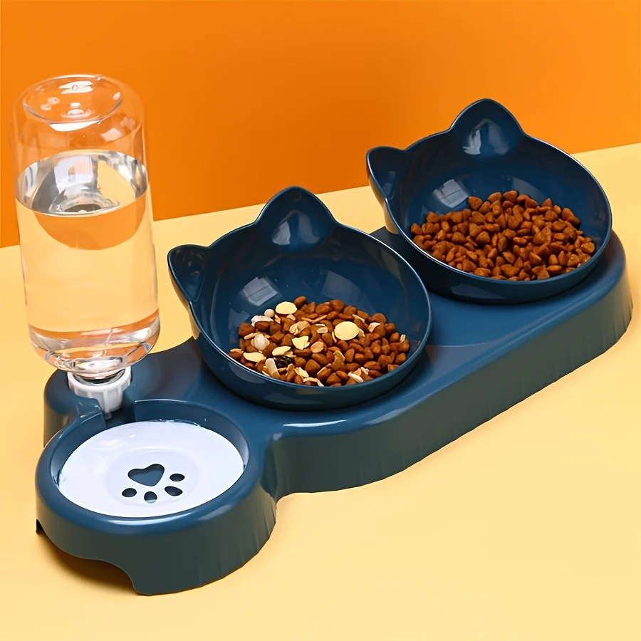 Antislip Kattenvoerbak Schuin Design | Automatische Drinkbak | Beschermt Nek | Gemaakt van PP | Voor Katten | Zonder Batterij