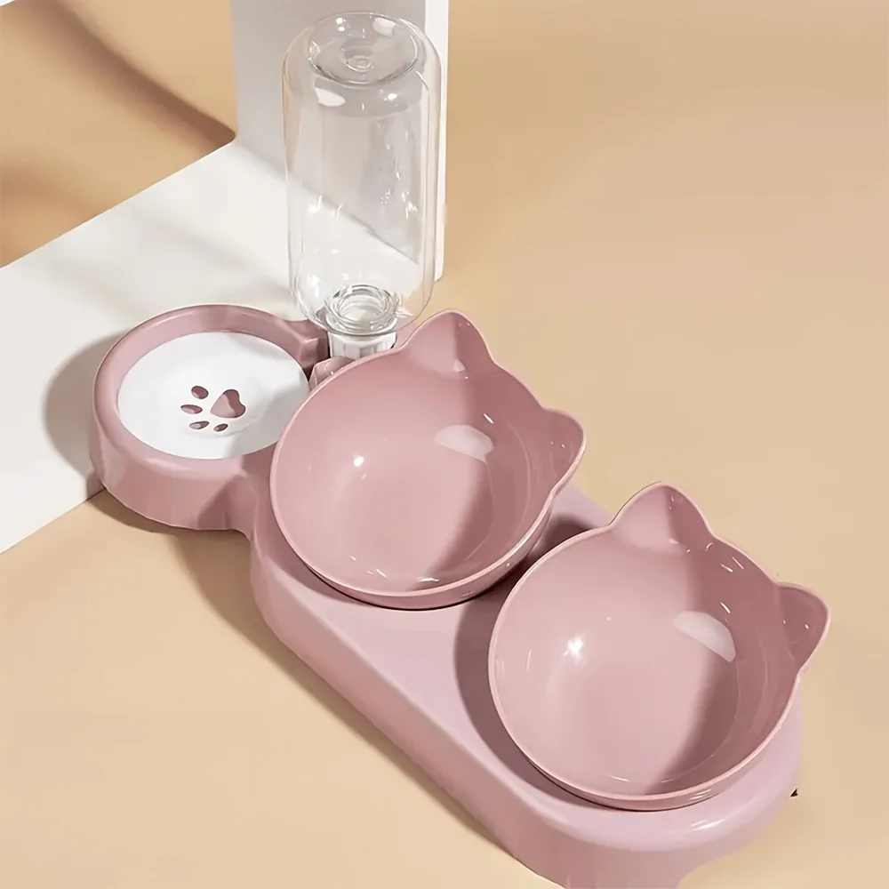 Antislip Kattenvoerbak Schuin Design | Automatische Drinkbak | Beschermt Nek | Gemaakt van PP | Voor Katten | Zonder Batterij - Image 11