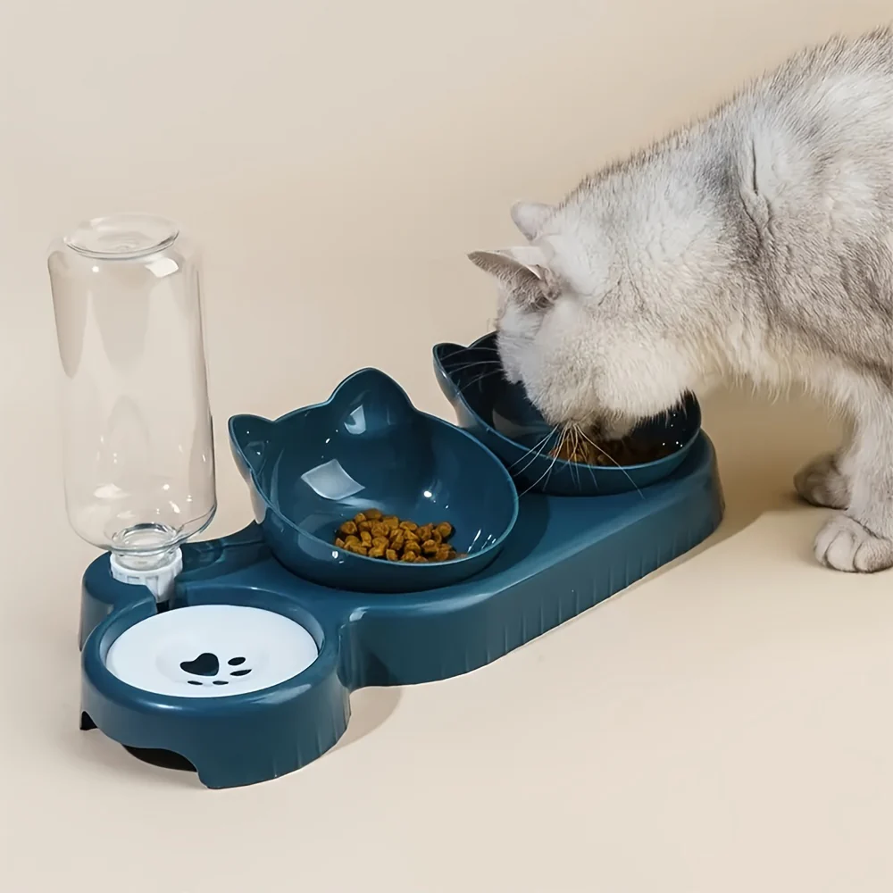 Antislip Kattenvoerbak Schuin Design | Automatische Drinkbak | Beschermt Nek | Gemaakt van PP | Voor Katten | Zonder Batterij - Image 6