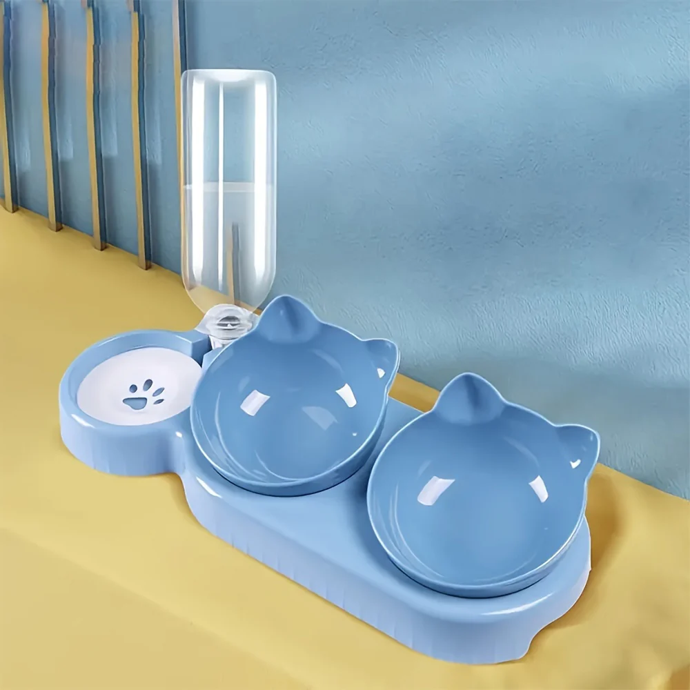 Antislip Kattenvoerbak Schuin Design | Automatische Drinkbak | Beschermt Nek | Gemaakt van PP | Voor Katten | Zonder Batterij - Image 9