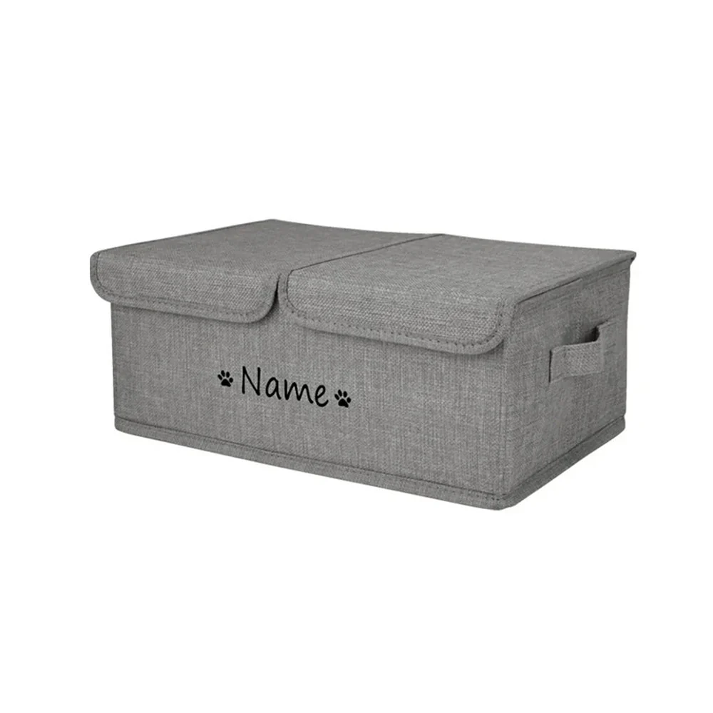 Gepersonaliseerde Opbergbox voor Huisdier Speelgoed | Duurzaam Polyester | Verkrijgbaar in Grijs, Bruin, Khaki, Groen | Maten S en L | Met Deksel voor Organisatie en Netheid | Aanpasbaar met Naam - Image 4