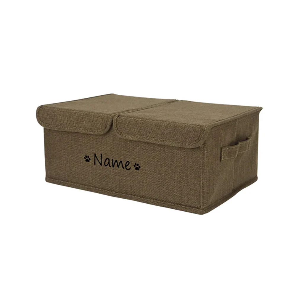 Gepersonaliseerde Opbergbox voor Huisdier Speelgoed | Duurzaam Polyester | Verkrijgbaar in Grijs, Bruin, Khaki, Groen | Maten S en L | Met Deksel voor Organisatie en Netheid | Aanpasbaar met Naam - Image 5