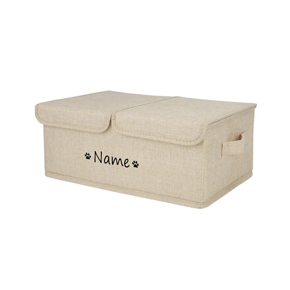 Gepersonaliseerde Opbergbox voor Huisdier Speelgoed | Duurzaam Polyester | Verkrijgbaar in Grijs, Bruin, Khaki, Groen | Maten S en L | Met Deksel voor Organisatie en Netheid | Aanpasbaar met Naam - Image 6