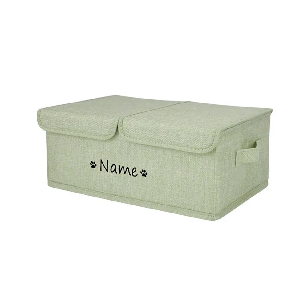 Gepersonaliseerde Opbergbox voor Huisdier Speelgoed | Duurzaam Polyester | Verkrijgbaar in Grijs, Bruin, Khaki, Groen | Maten S en L | Met Deksel voor Organisatie en Netheid | Aanpasbaar met Naam - Image 7