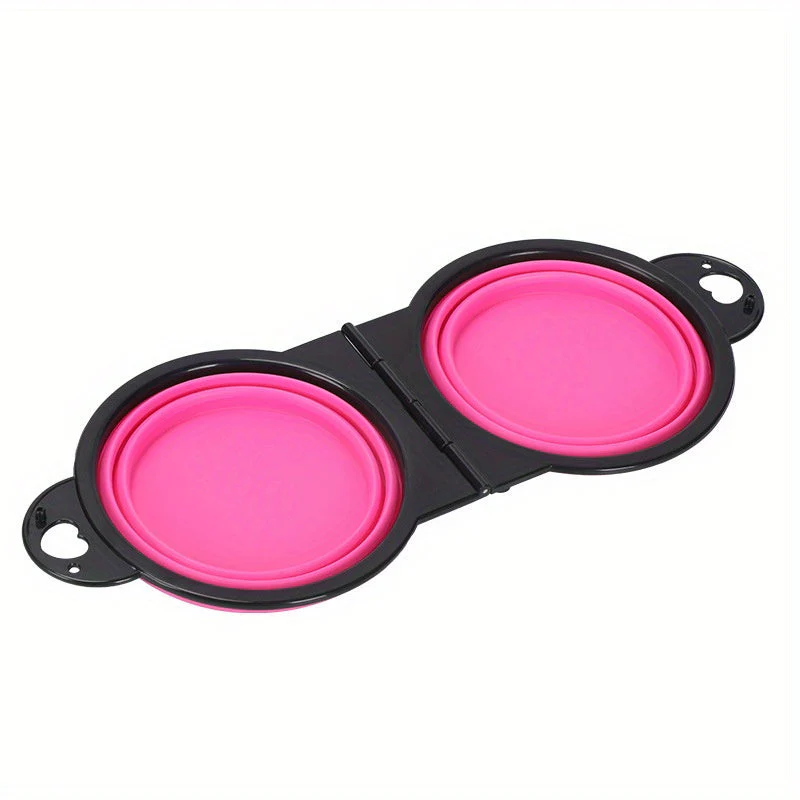 Opvouwbare dubbele hondenbak | 2-in-1 voer- en drinkbak | 350 ml per bak | siliconen & kunststof | ideaal voor reizen, wandelen, kamperen | lichtgewicht & draagbaar | blauw-zwart - Image 3