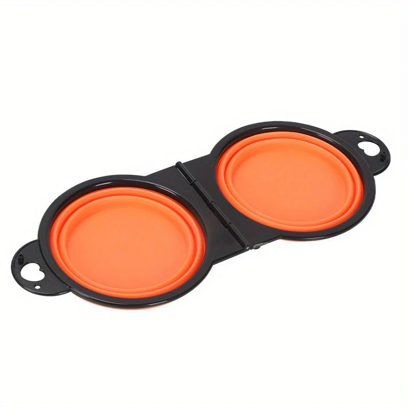 Opvouwbare dubbele hondenbak | 2-in-1 voer- en drinkbak | 350 ml per bak | siliconen & kunststof | ideaal voor reizen, wandelen, kamperen | lichtgewicht & draagbaar | blauw-zwart - Image 4