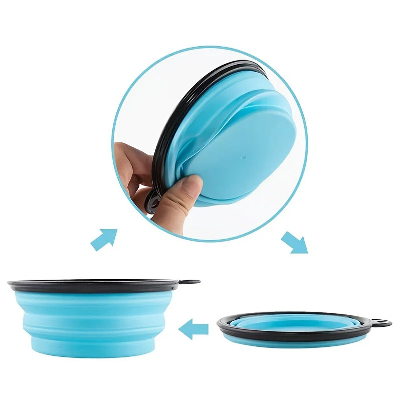 Opvouwbare voerbak voor honden en katten | Duurzaam TPR-rubber | Met karabijnhaak | Compact & lichtgewicht | Ideaal voor onderweg, reizen of wandelingen | Geschikt voor water en voer - Image 6