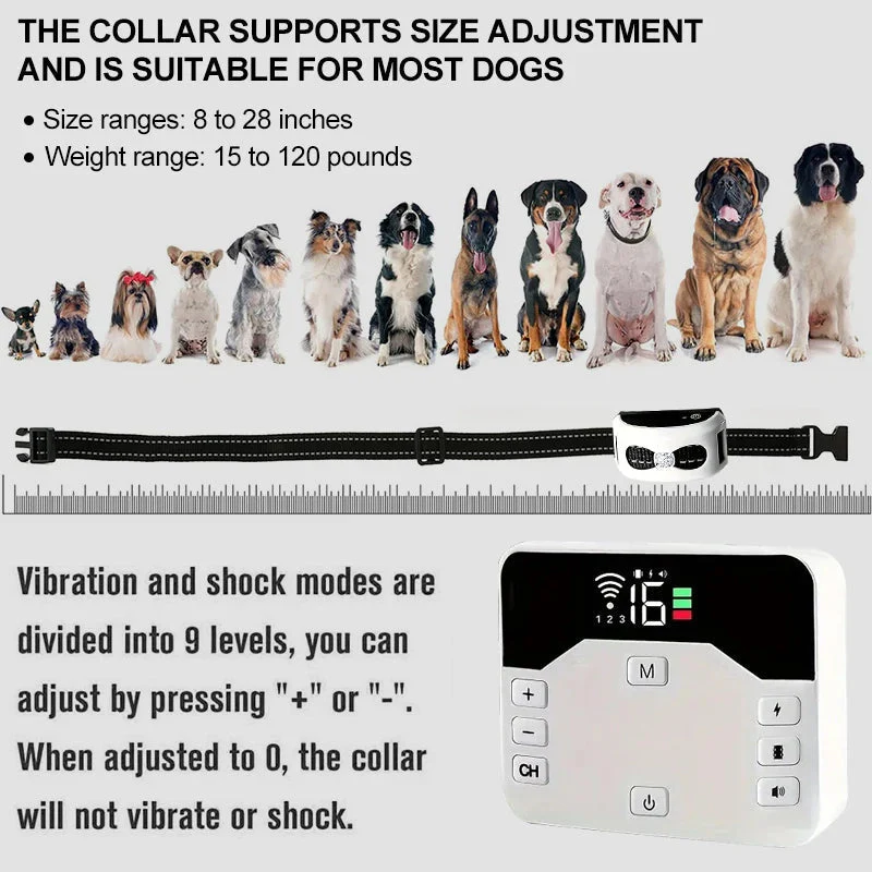 PawPal Draadloze Hondenhalsband | Verstelbare Trainingshalsband voor Honden 6,8-54 kg | 300m Actieradius | Instelbaar en Veilig - Image 4