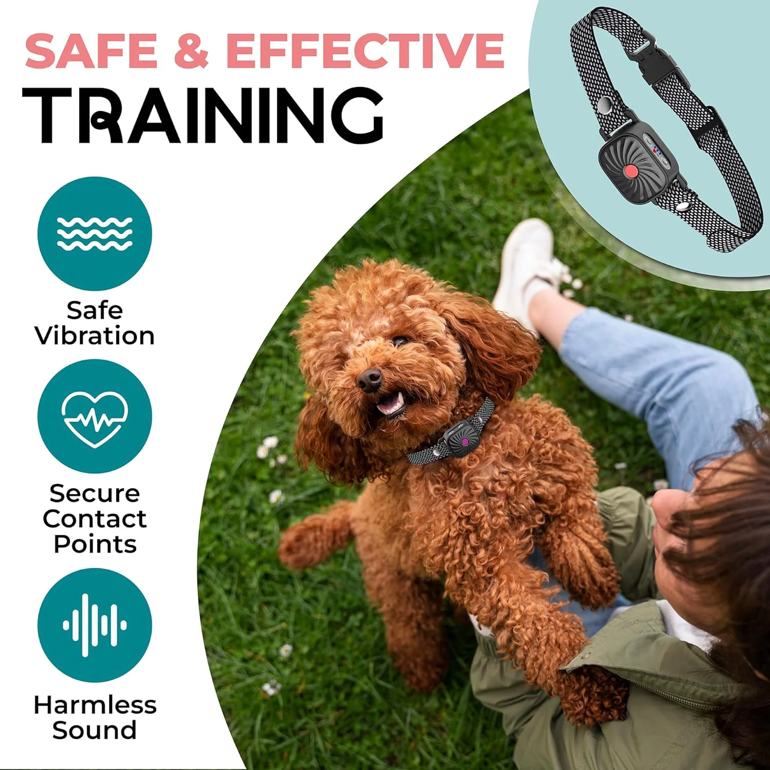 PawSilence anti-blaf halsband voor kleine honden | Verstelbare waterbestendige trainingshalsband tegen overmatig blaffen | Comfortabel en effectief in alle weersomstandigheden - Image 3