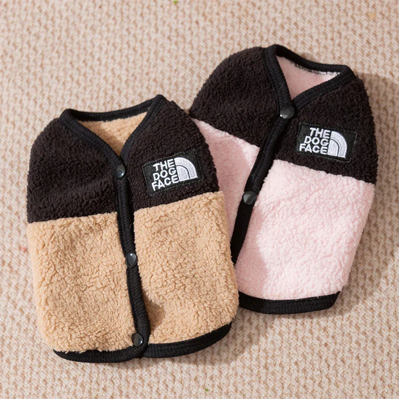 Huisdier Kledingstuk | Geborduurd Hond Kat Fleece Jasje | Herfst Winter Warm | Teddybeer Design | Mouwloos met Knopen