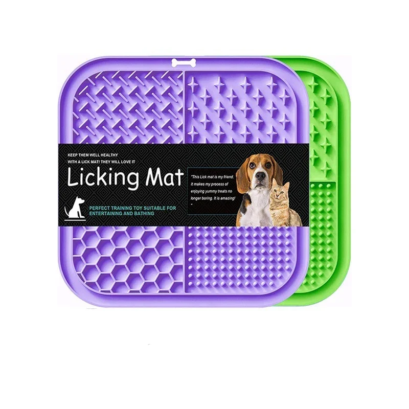 Siliconen Likmat voor Huisdieren | 20x20 cm | Trage Voeding en Spijsvertering Verbetering | Veilig en Schoon | Beschikbaar in Drie Kleuren