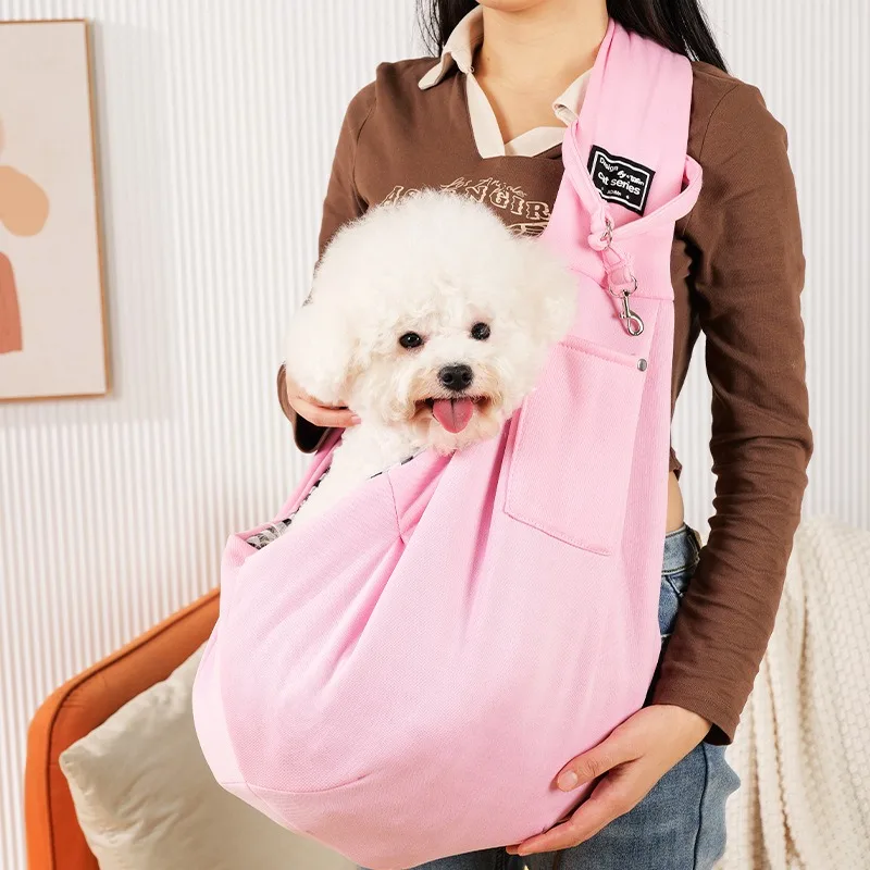 Comfortabele Outdoor Draagzak voor Kleine Huisdieren | Geschikt voor Chihuahua, Yorkie, Pommeren | Voorzien van Handige Opslagzak | Polyester met Enkele Schouderriem - Image 5