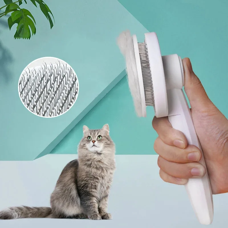 Verzorgingsborstel voor Huisdieren | Verwijder Dode Haren | Comfortabel Antislip Handvat | Geschikt voor Kat en Hond | Groen, Roze, Wit - Image 2