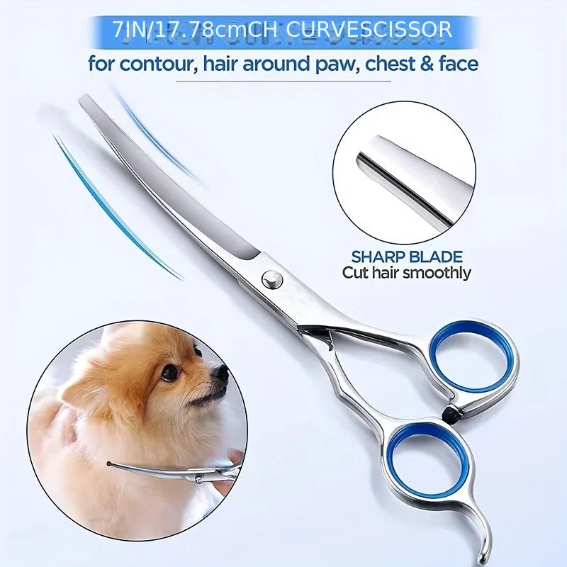 Verzorgingsset huisdieren | 2 roestvrijstalen scharen met ronde punten | Kam inbegrepen | Voor honden en katten | Inclusief opbergetui | Vachtverzorging veilig en eenvoudig - Image 12