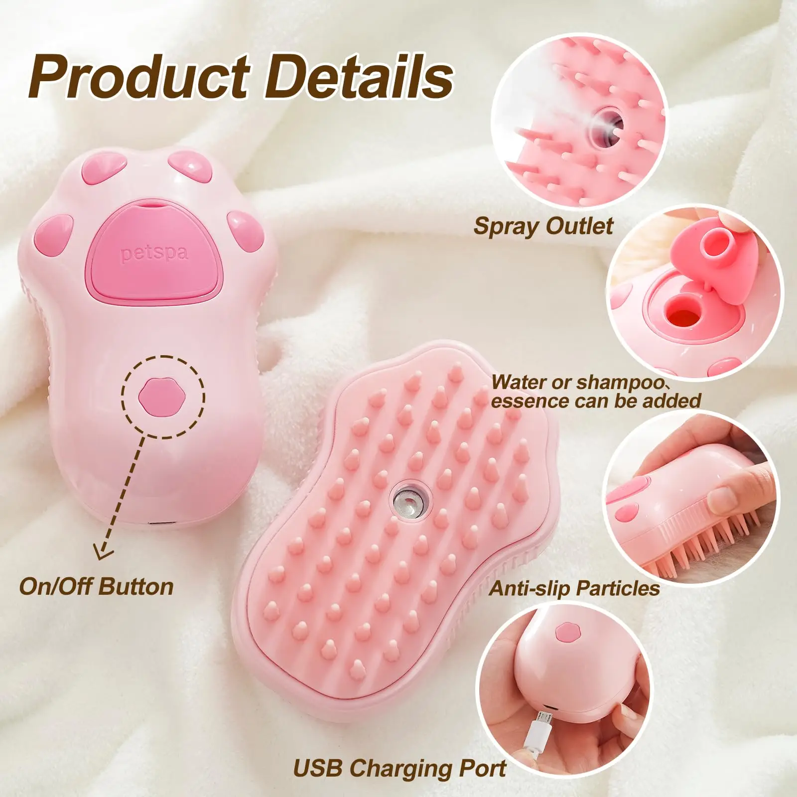 PuffiCare Elektrische Verzorgingsborstel | 3-in-1 Ontspanning, Reiniging & Massage voor Katten en Honden | USB-Oplaadbaar - Image 6