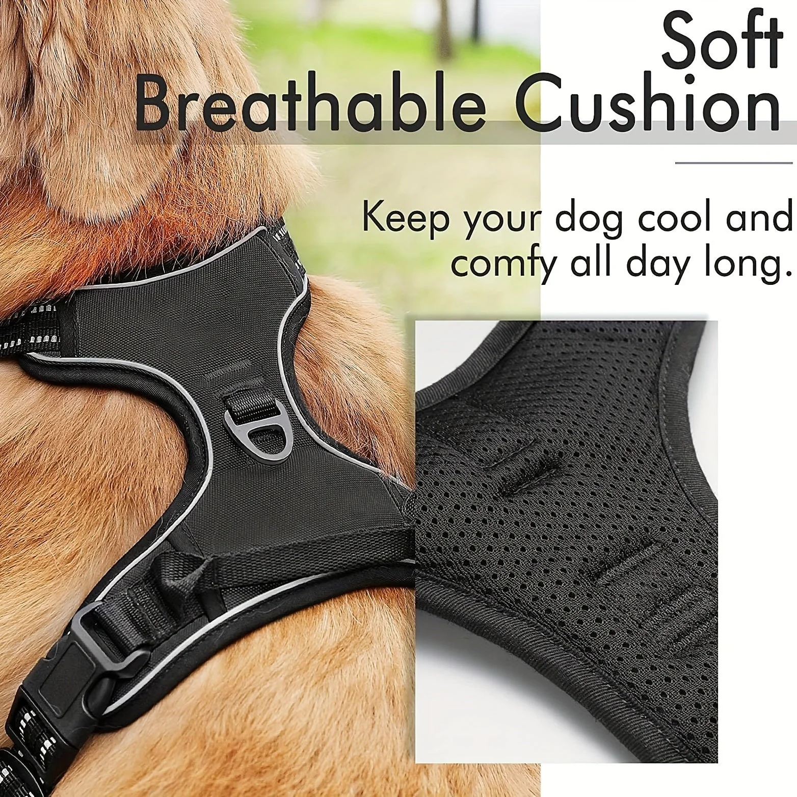 Reflecterend hondenharnas met leash set | Verstelbaar | Oxford stof | Comfortabele bekleding | Geschikt voor middelgrote en grote honden | Veilig wandelen en training - Image 10