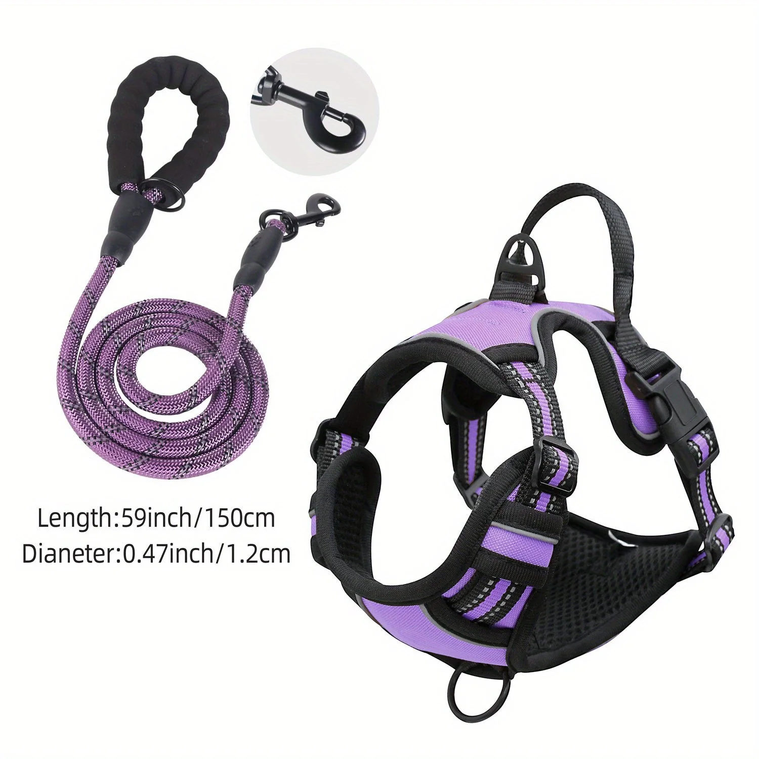 Reflecterend hondenharnas met leash set | Verstelbaar | Oxford stof | Comfortabele bekleding | Geschikt voor middelgrote en grote honden | Veilig wandelen en training - Image 11