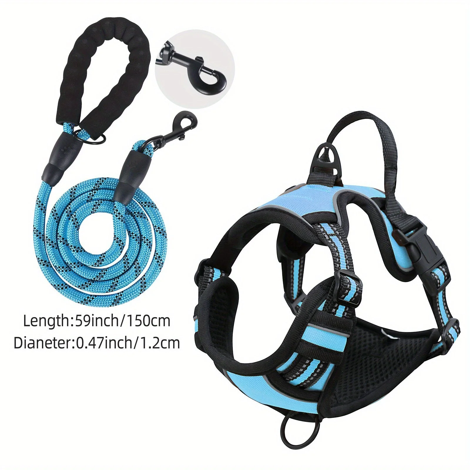 Reflecterend hondenharnas met leash set | Verstelbaar | Oxford stof | Comfortabele bekleding | Geschikt voor middelgrote en grote honden | Veilig wandelen en training - Image 7