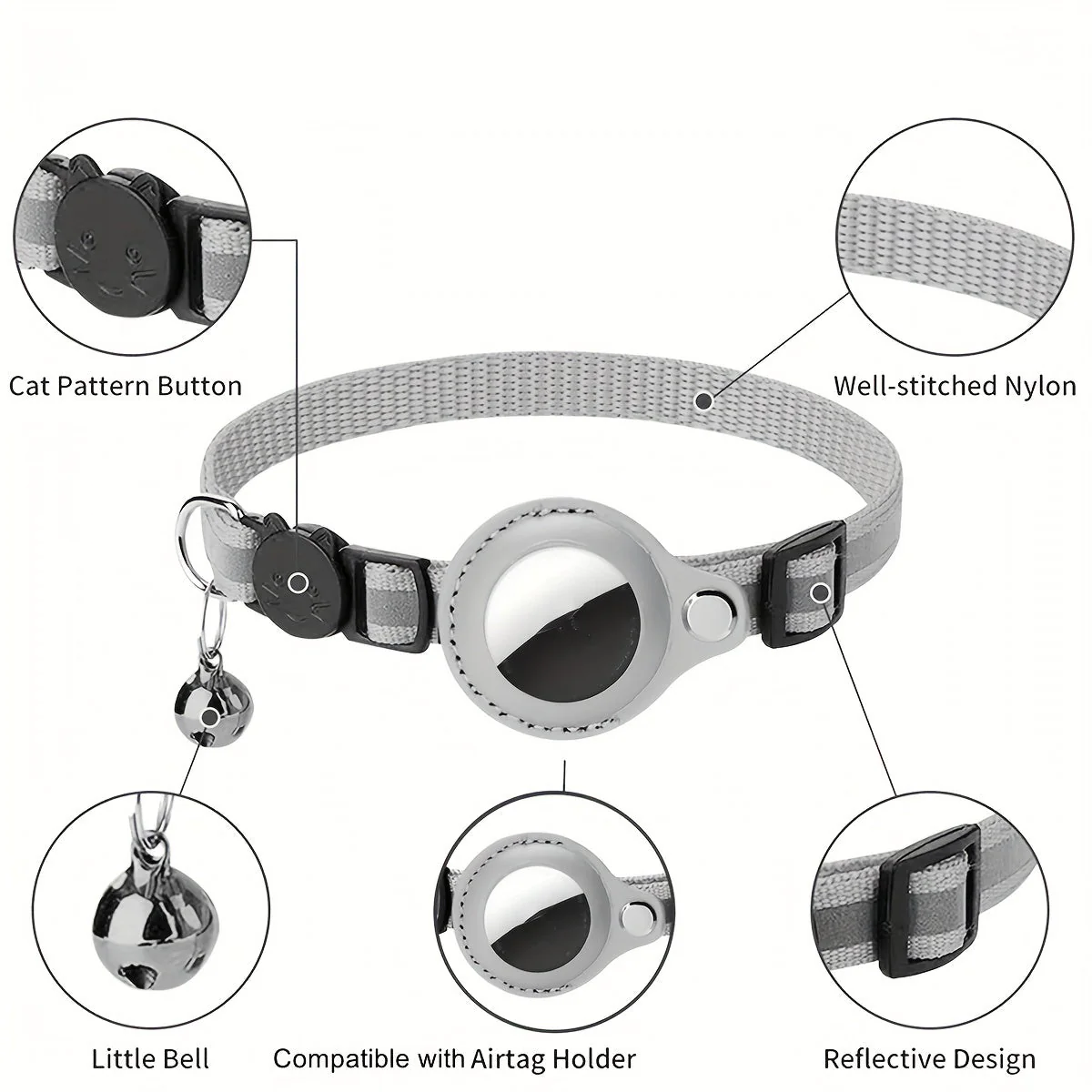 Reflecterende kattenhalsband | Veiligheidsbuckle | Bel voor extra zichtbaarheid | Duurzaam nylon | Geschikt voor dagelijks gebruik | 32 cm lang | 1 cm breed | Voor alle katgroottes - Image 12