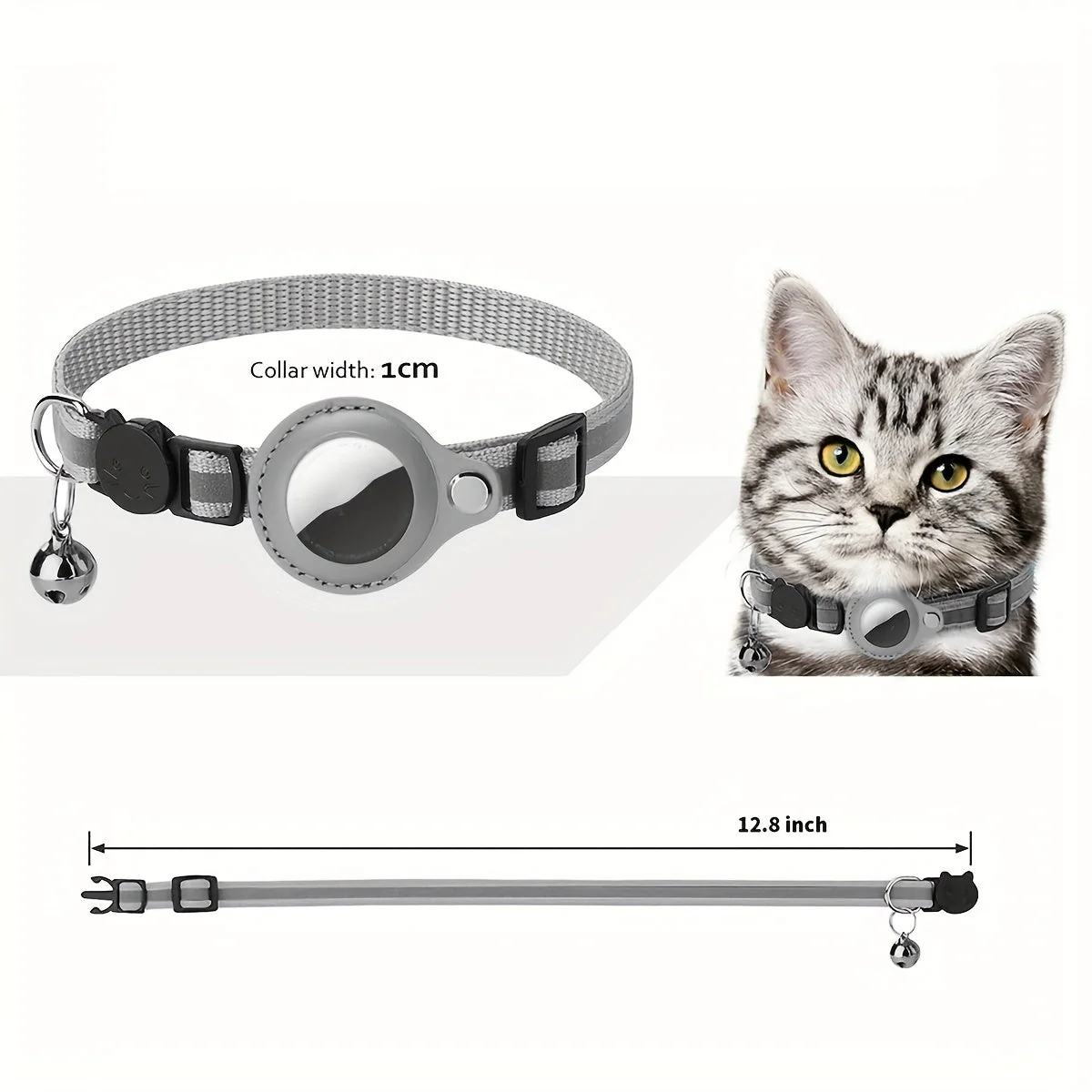 Reflecterende kattenhalsband | Veiligheidsbuckle | Bel voor extra zichtbaarheid | Duurzaam nylon | Geschikt voor dagelijks gebruik | 32 cm lang | 1 cm breed | Voor alle katgroottes - Image 4