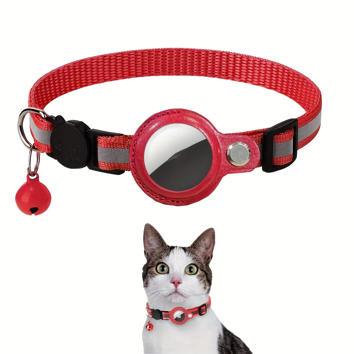 Reflecterende kattenhalsband | Veiligheidsbuckle | Bel voor extra zichtbaarheid | Duurzaam nylon | Geschikt voor dagelijks gebruik | 32 cm lang | 1 cm breed | Voor alle katgroottes - Image 8
