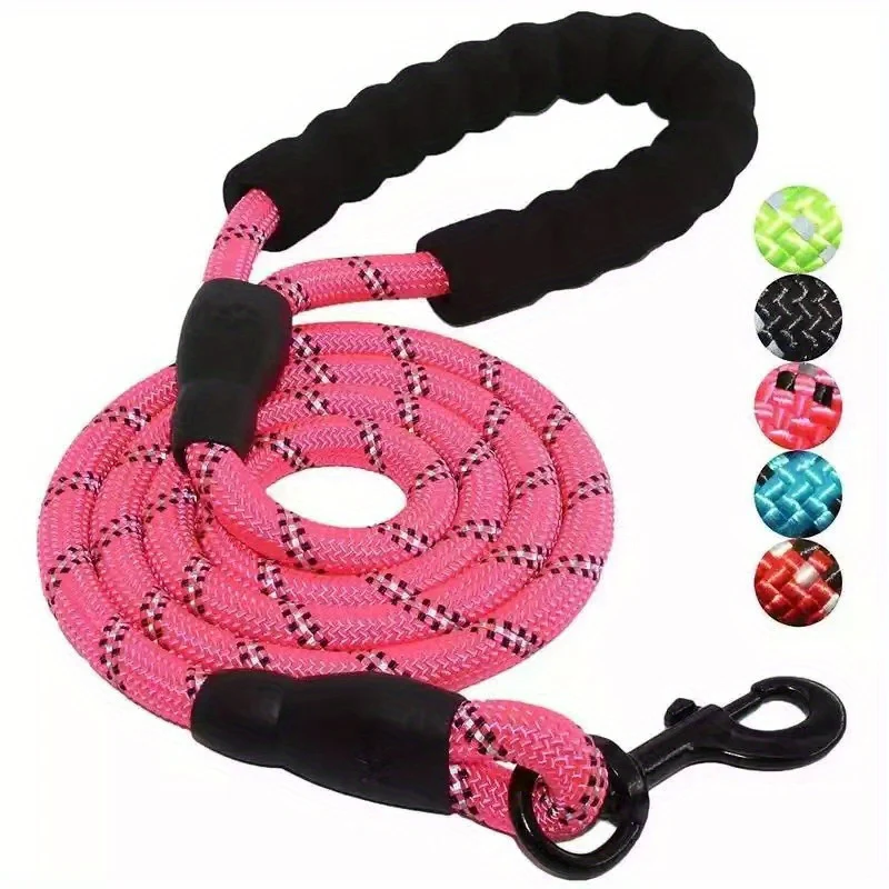 Reflecterende Hondenriem | Comfortabel Gevoerde Handgreep | Zware Dubbele Trekkracht | Voor Sterke Honden | Verbeterde Veiligheid en Controle | Polyamide | Strepenpatroon |  Wandelen - Image 7