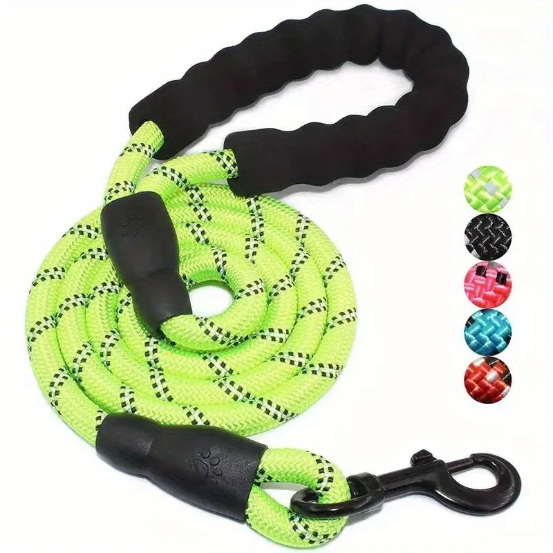 Reflecterende Hondenriem | Comfortabel Gevoerde Handgreep | Zware Dubbele Trekkracht | Voor Sterke Honden | Verbeterde Veiligheid en Controle | Polyamide | Strepenpatroon |  Wandelen - Image 9